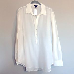 Ann Taylor silk/cotton blend cream tunic. size large. New with tags